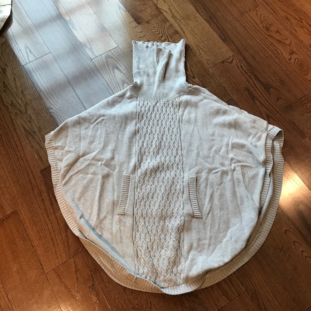 CAbi cowl neck poncho gray.